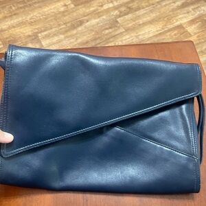 Elegant Navy Blue Leather Clutch